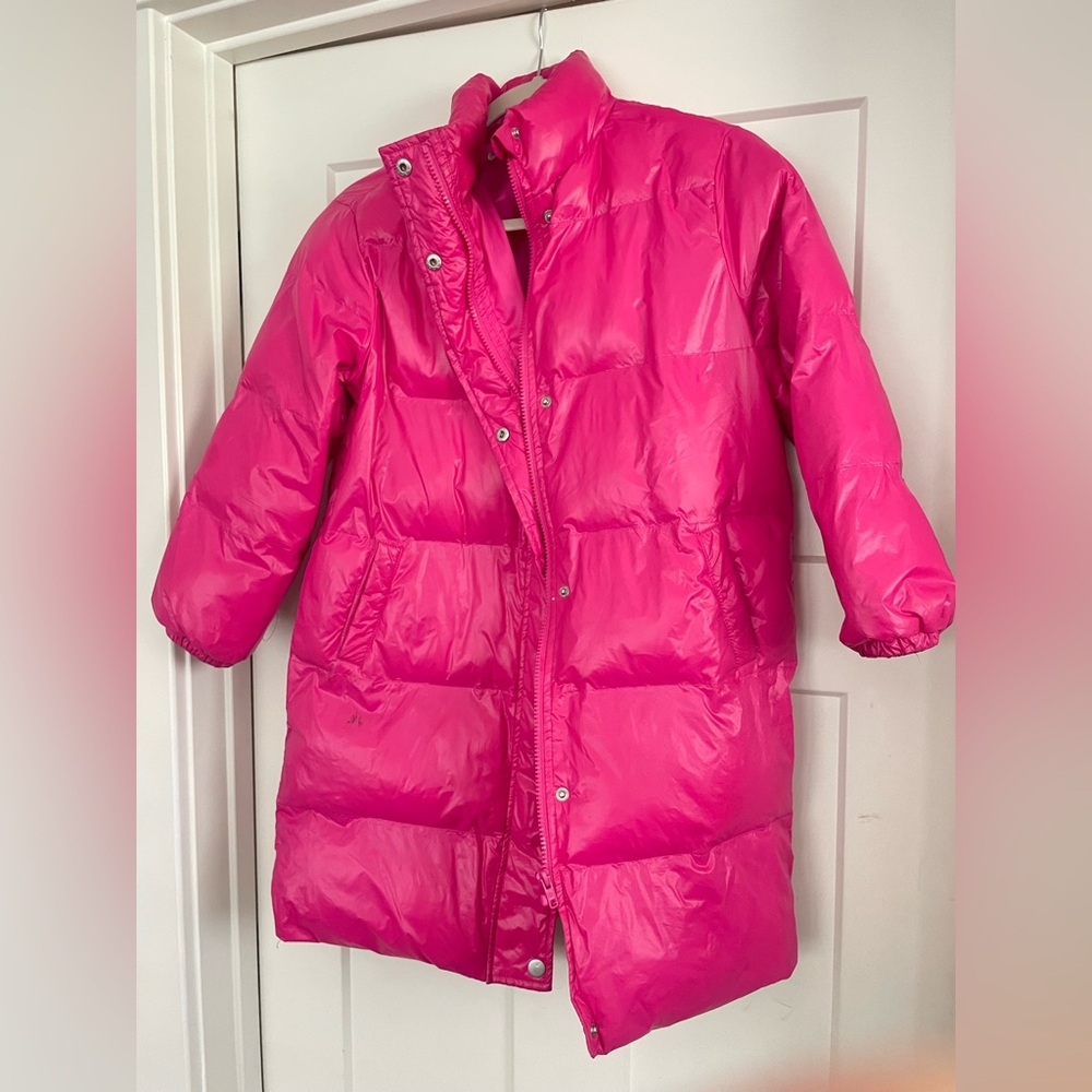 Hot Pink Kids Long Puffer Coat